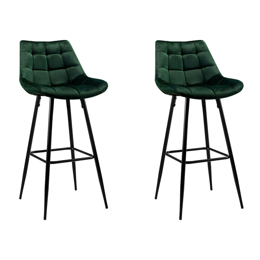 Artiss Set of 2 Green Velvet Bar Stools