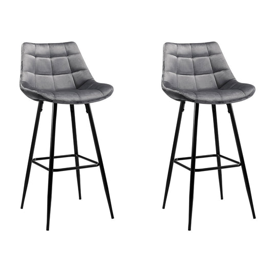 Artiss Set of 2 Grey Velvet Bar Stools