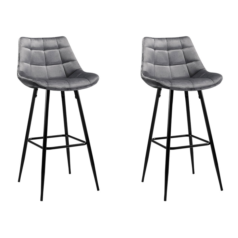 Artiss Set of 2 Grey Velvet Bar Stools