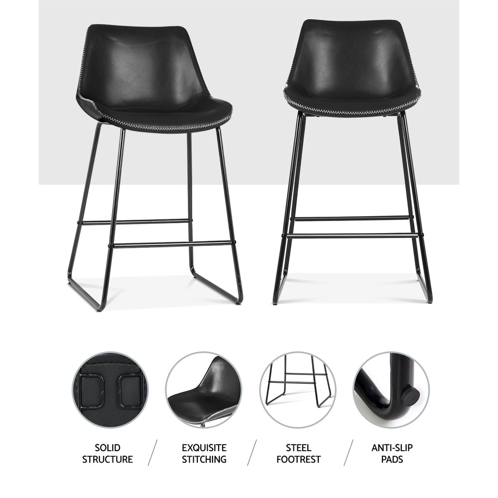 Artiss Set of 2 Fenella Black Bar Stools