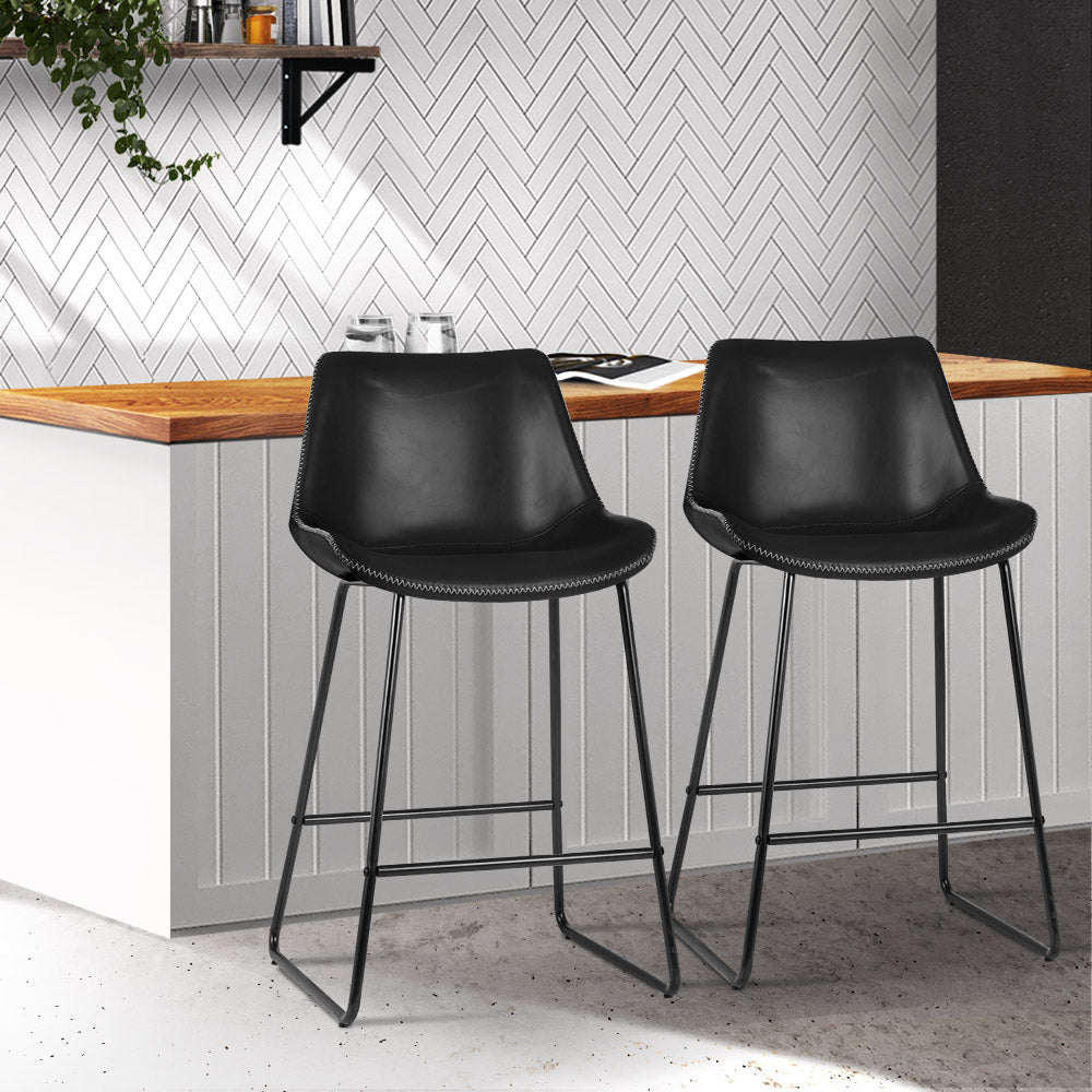 Artiss Set of 2 Fenella Black Bar Stools