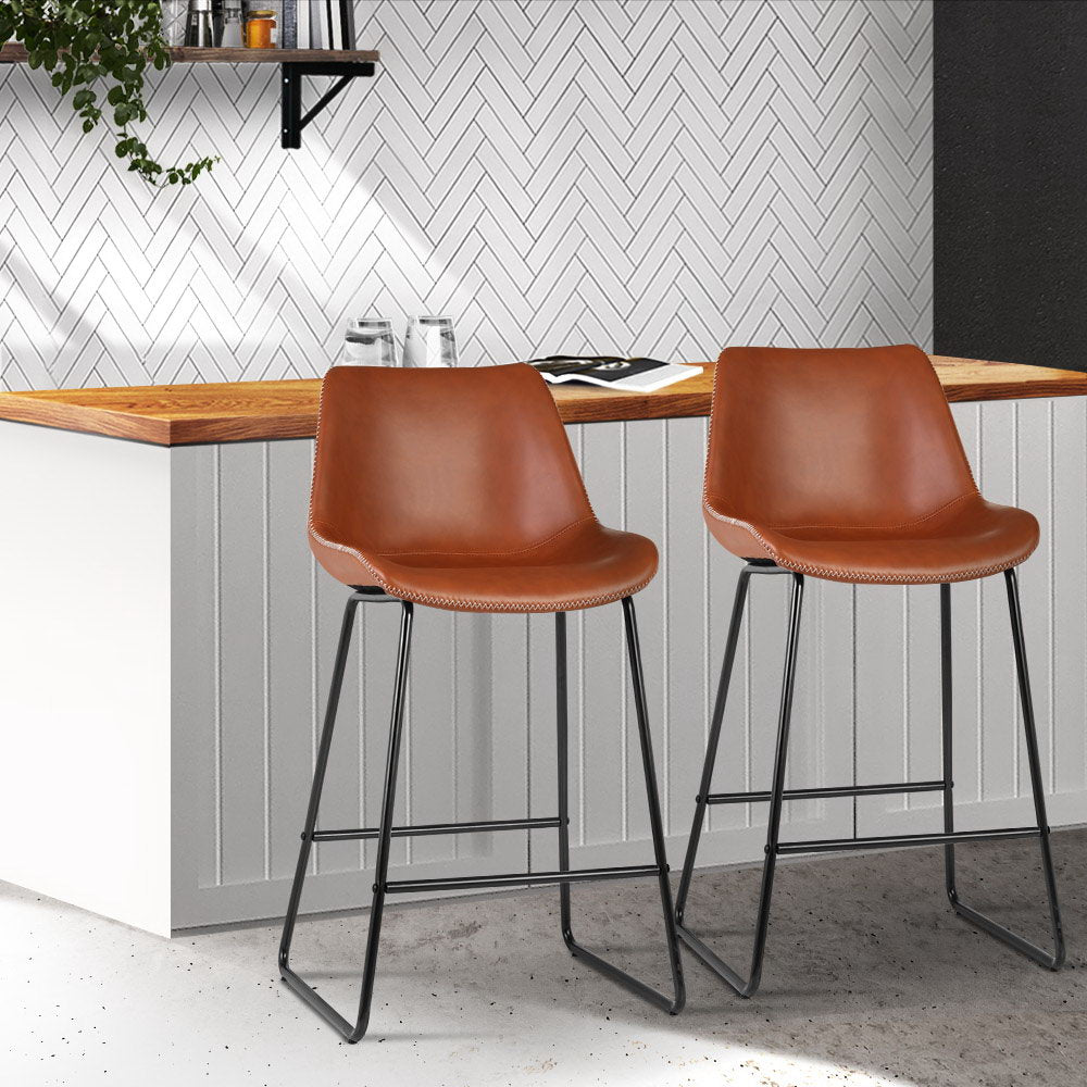 Artiss Set of 2 Fenella Brown Bar Stools