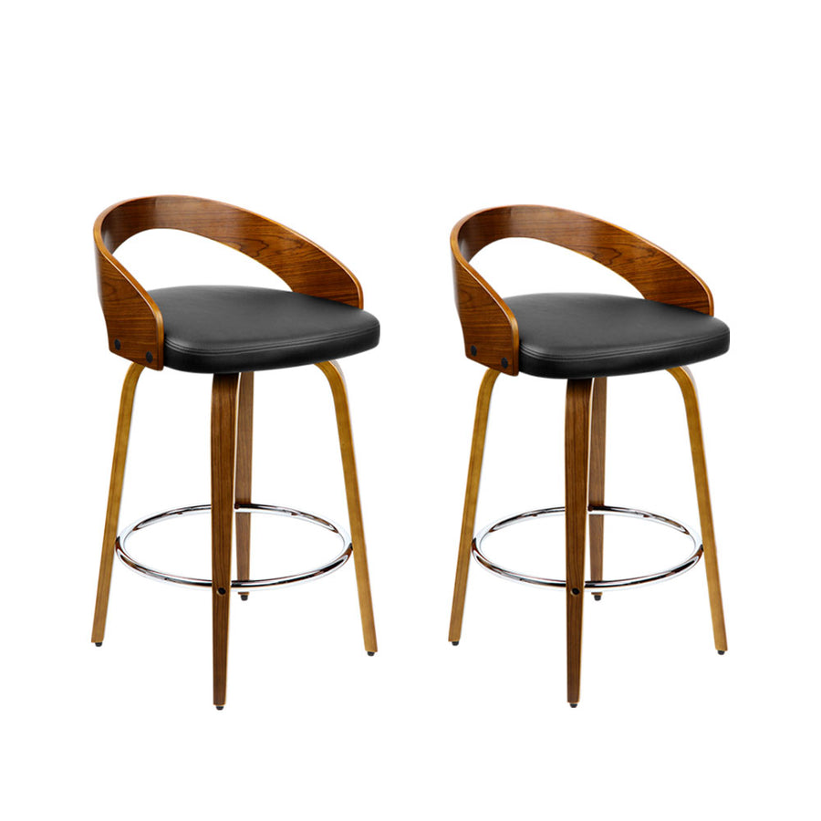 Artiss Set of 2 Walnut Wood Bar Stools