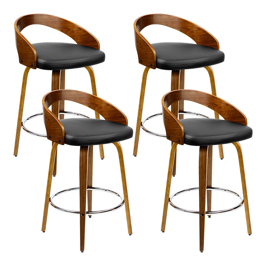 Artiss Set of 4 Walnut Wood Bar Stools