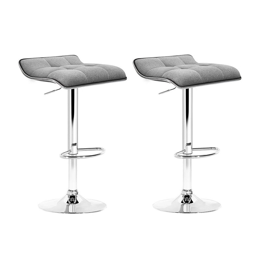 Artiss Set of 2 Grey Fabric Gas Lift Bar Stools