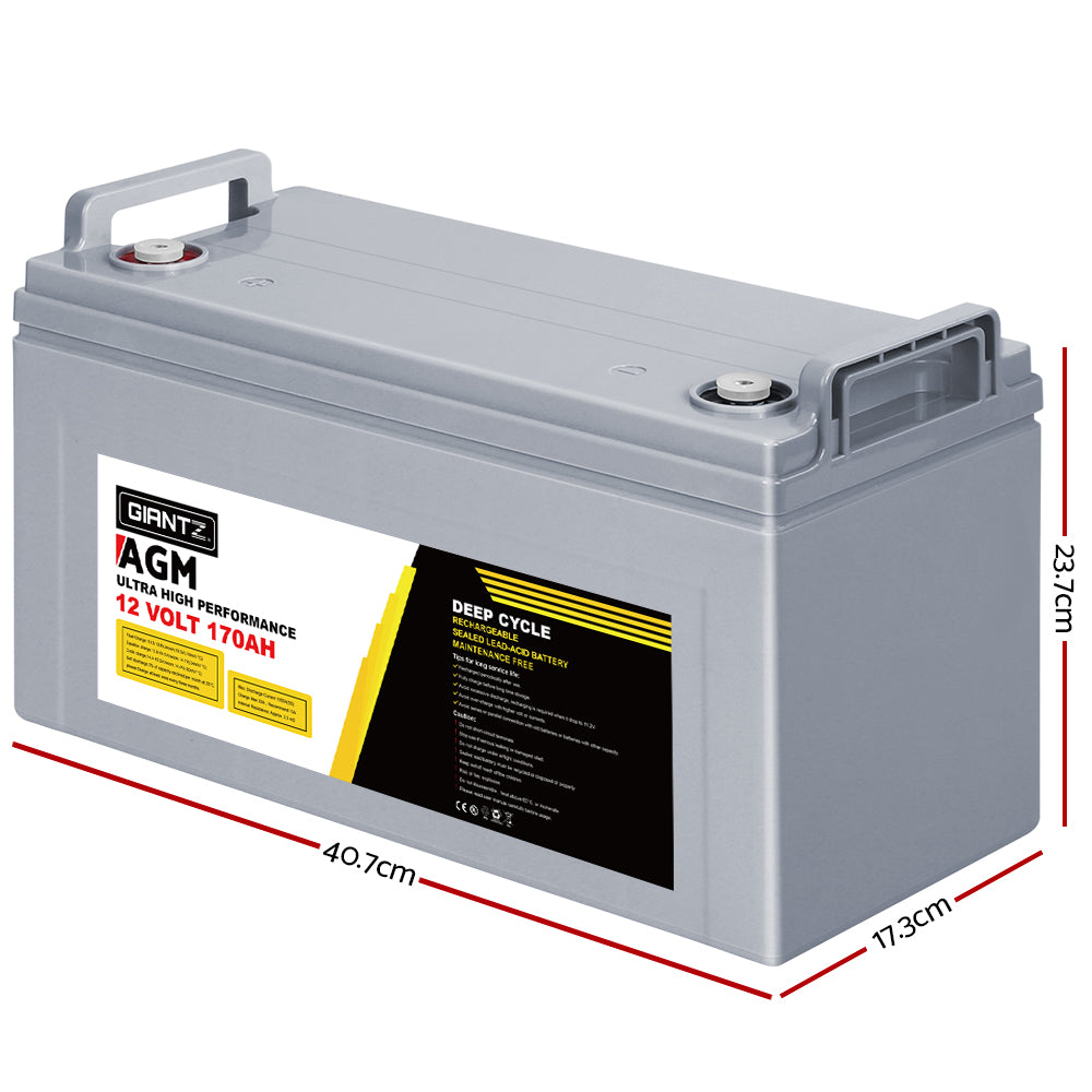 Giantz AGM 12V 170Ah Deep Cycle Marine Battery