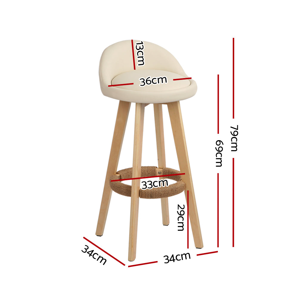 Artiss Set of 2 Beige Bar Stools