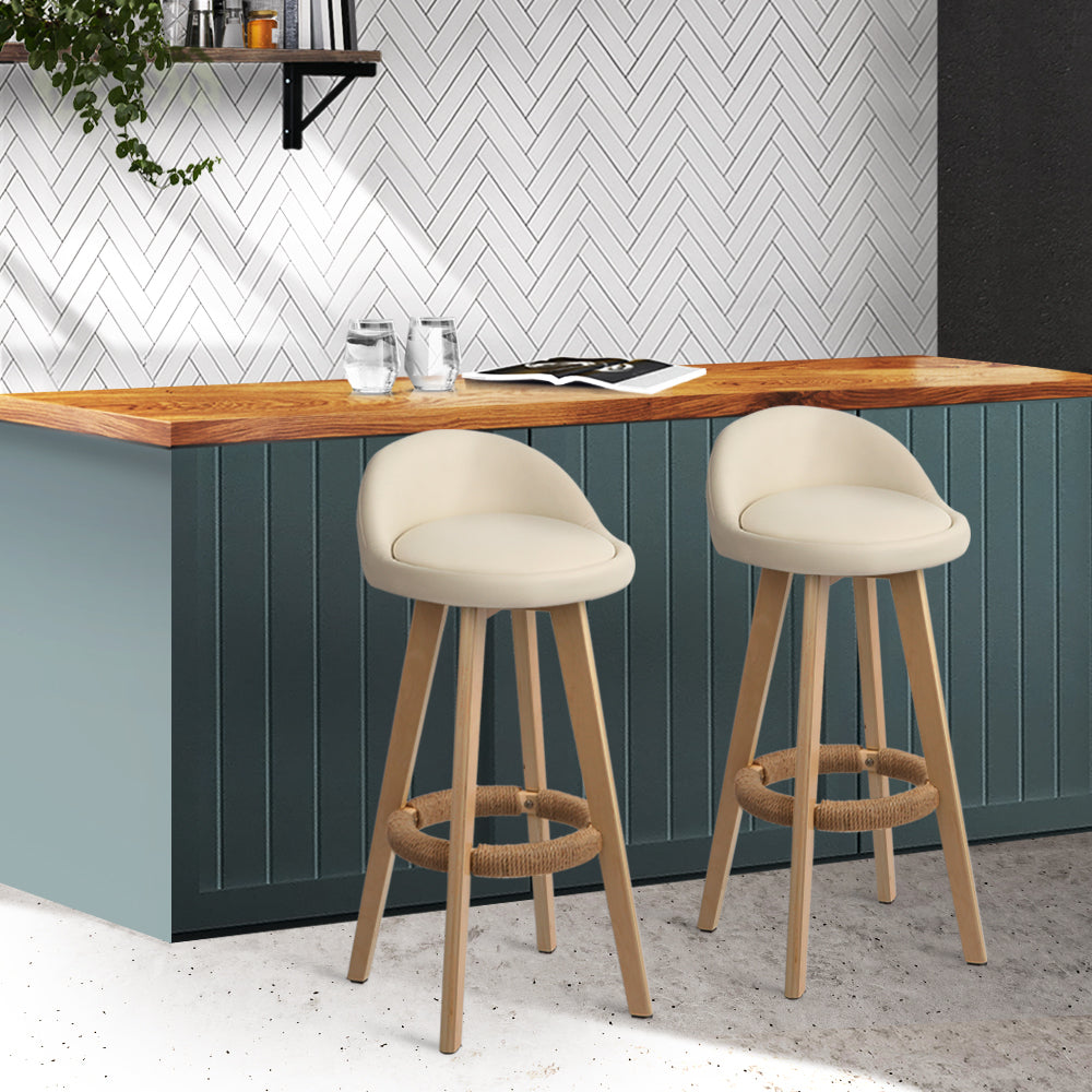 Artiss Set of 2 Beige Bar Stools