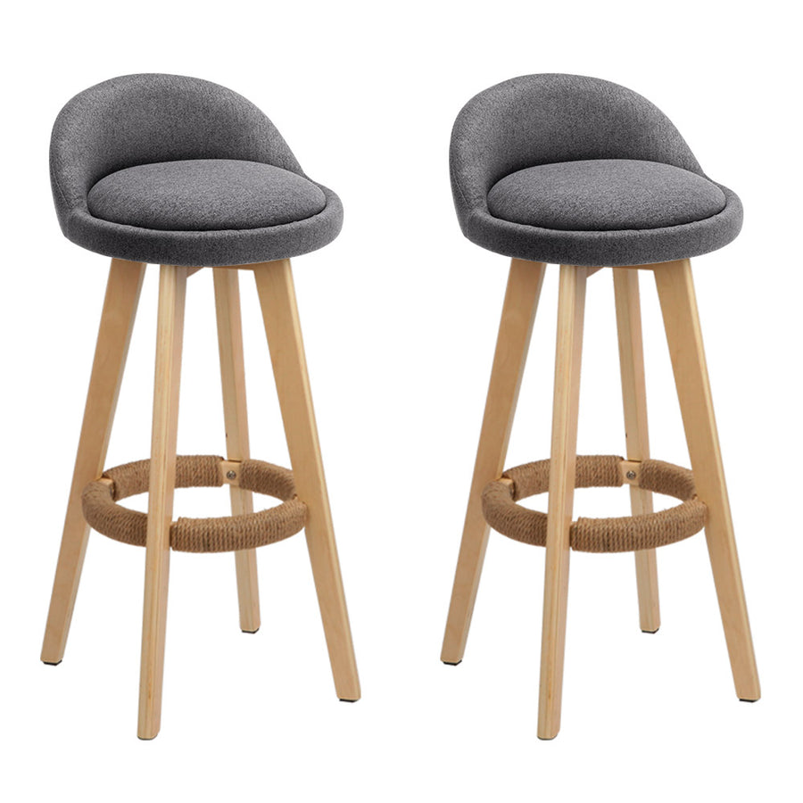 Artiss Set of 2 Grey Fabric Bar Stools