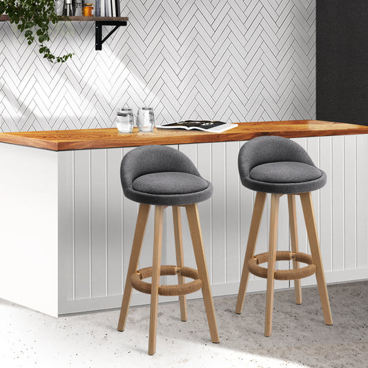 Artiss Set of 2 Grey Fabric Bar Stools