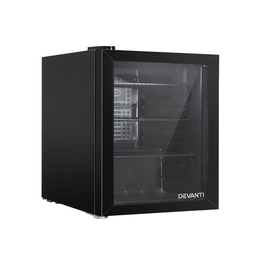 Devanti 46L Glass Door Wine Fridge - Adjustable Temperature Cooling