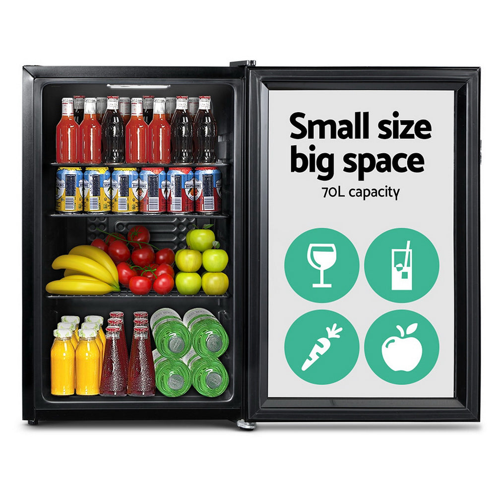 Devanti 70L Glass Door Wine and Beverage Fridge