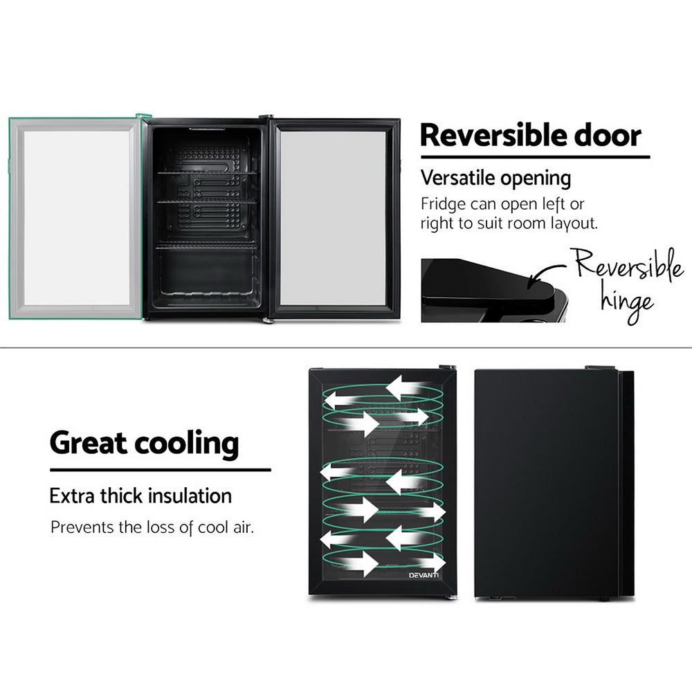 Devanti 70L Glass Door Wine and Beverage Fridge
