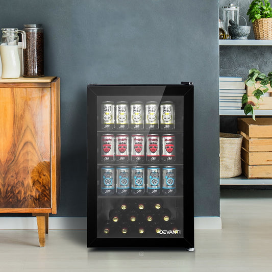 Devanti 70L Glass Door Wine and Beverage Fridge