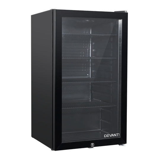 Devanti 70L Glass Door Wine & Beverage Cooler - Adjustable Shelves, Energy Saving