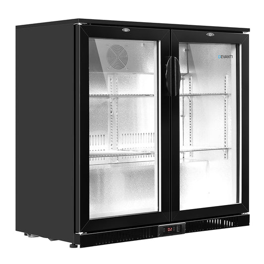Devanti 2-Door Commercial Display Bar Fridge - 198L Capacity