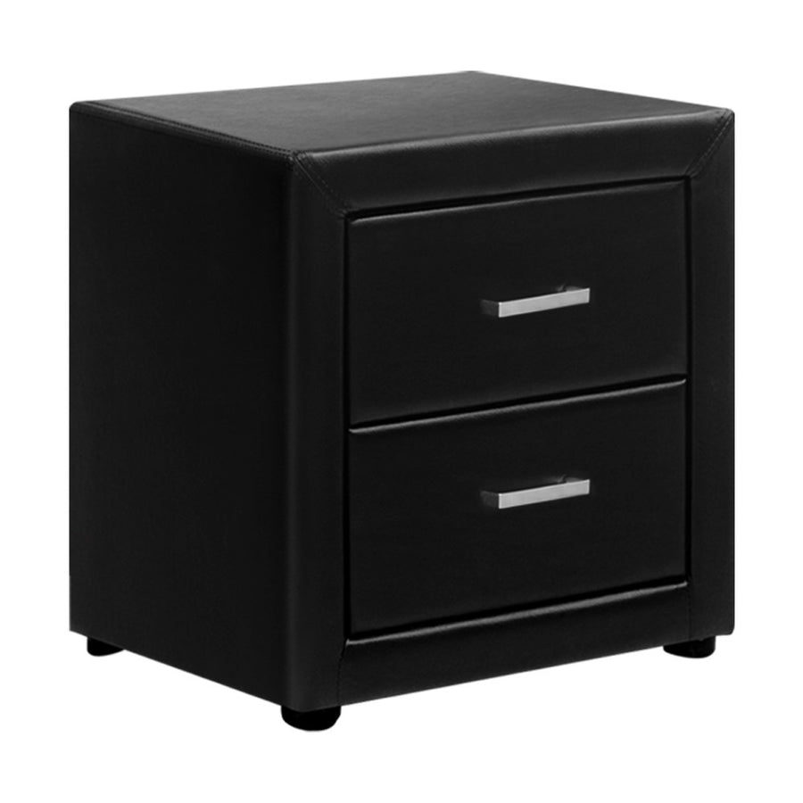 Artiss PVC Leather Bedside Table Black