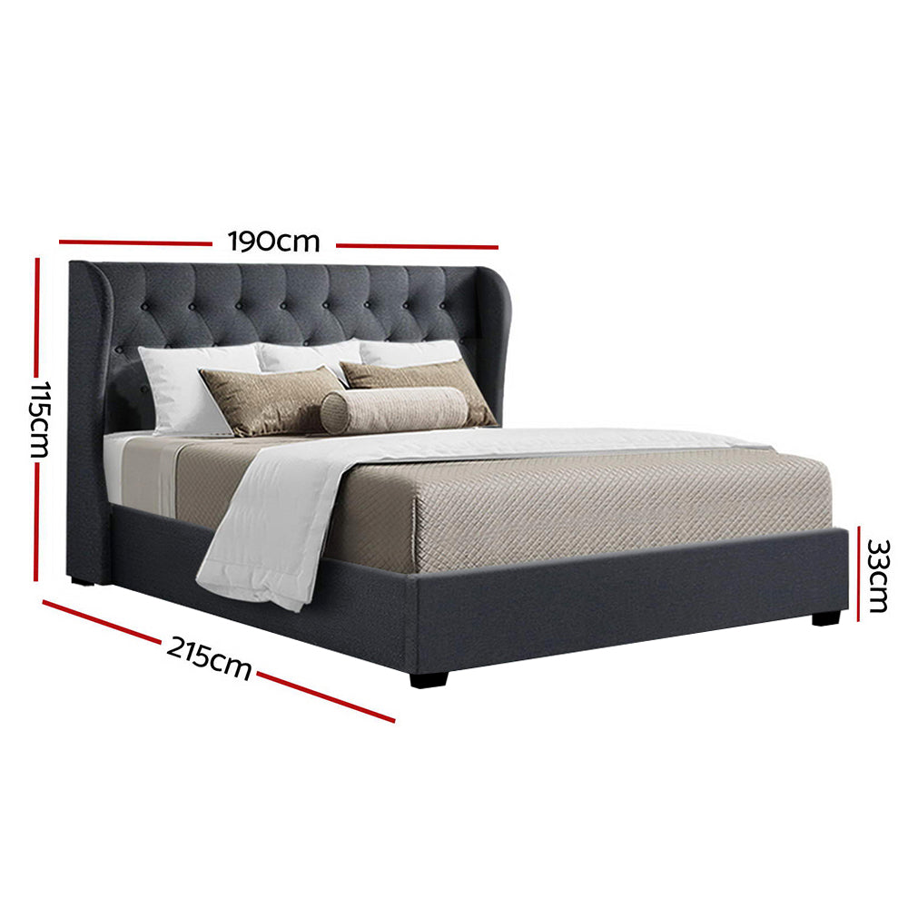 Artiss Issa King Bed Frame Gas Lift - Charcoal