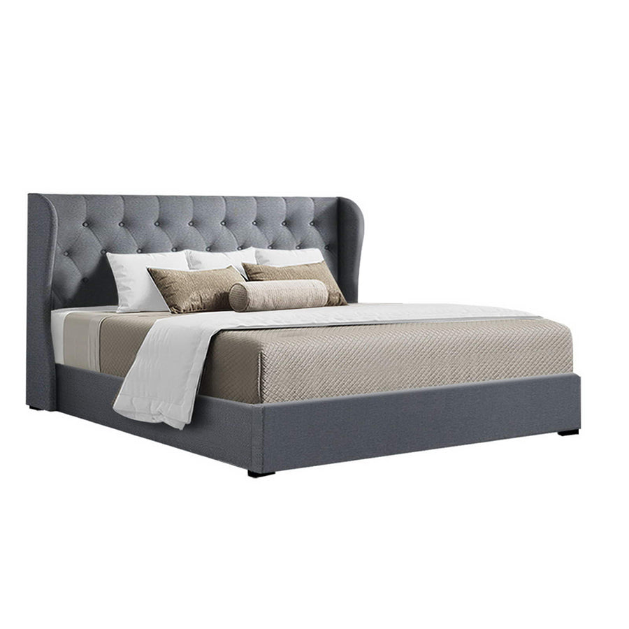 Artiss Issa King Bed - Gas Lift Storage - Grey