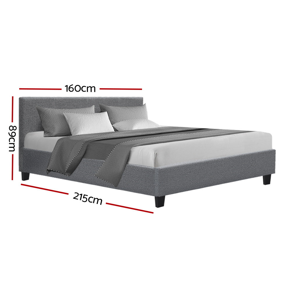 Artiss Neo Queen Bed Frame Fabric - Grey