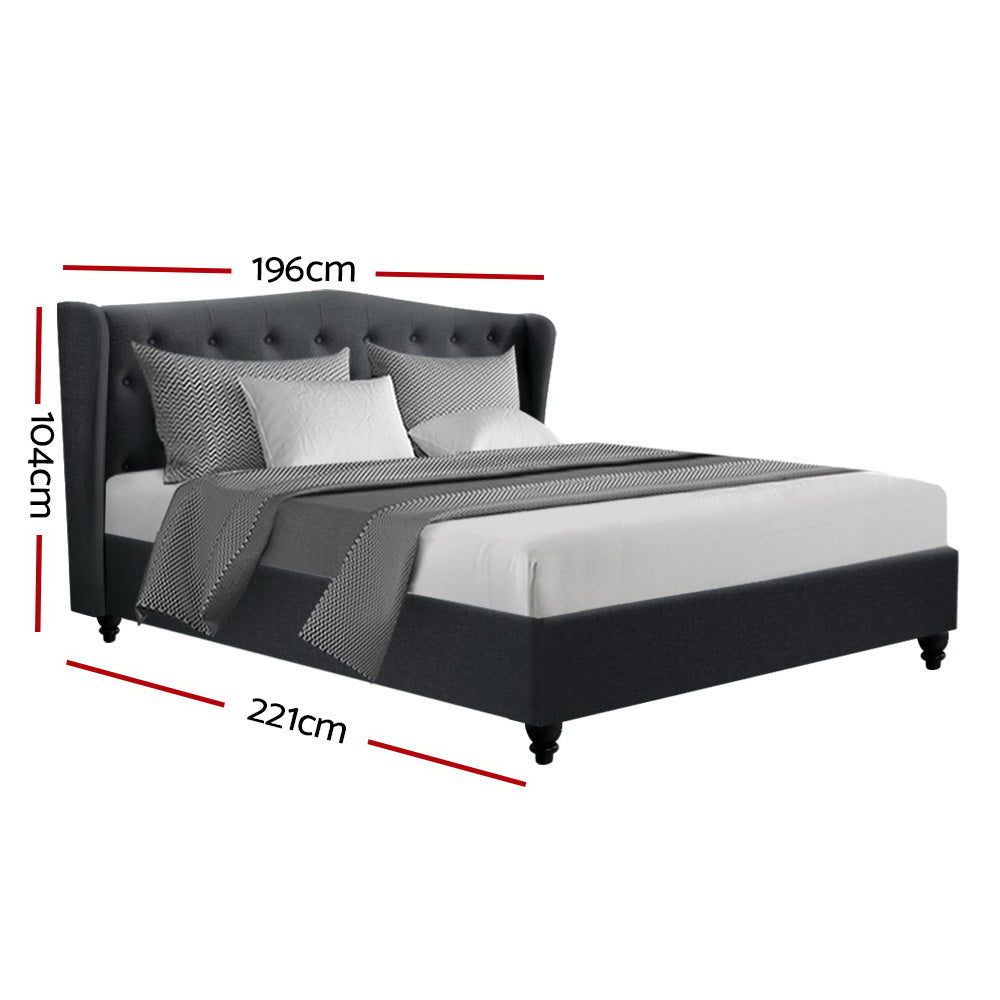 Artiss Pier King Bed Frame - Gas Lift - Charcoal