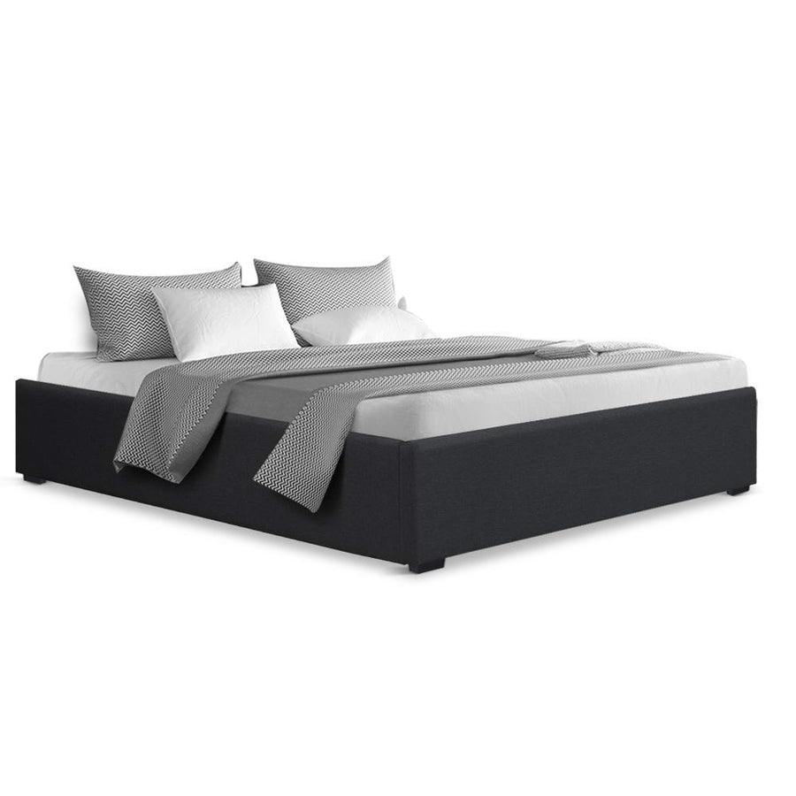 Artiss TOKI Queen Size Gas Lift Bed Frame - Charcoal