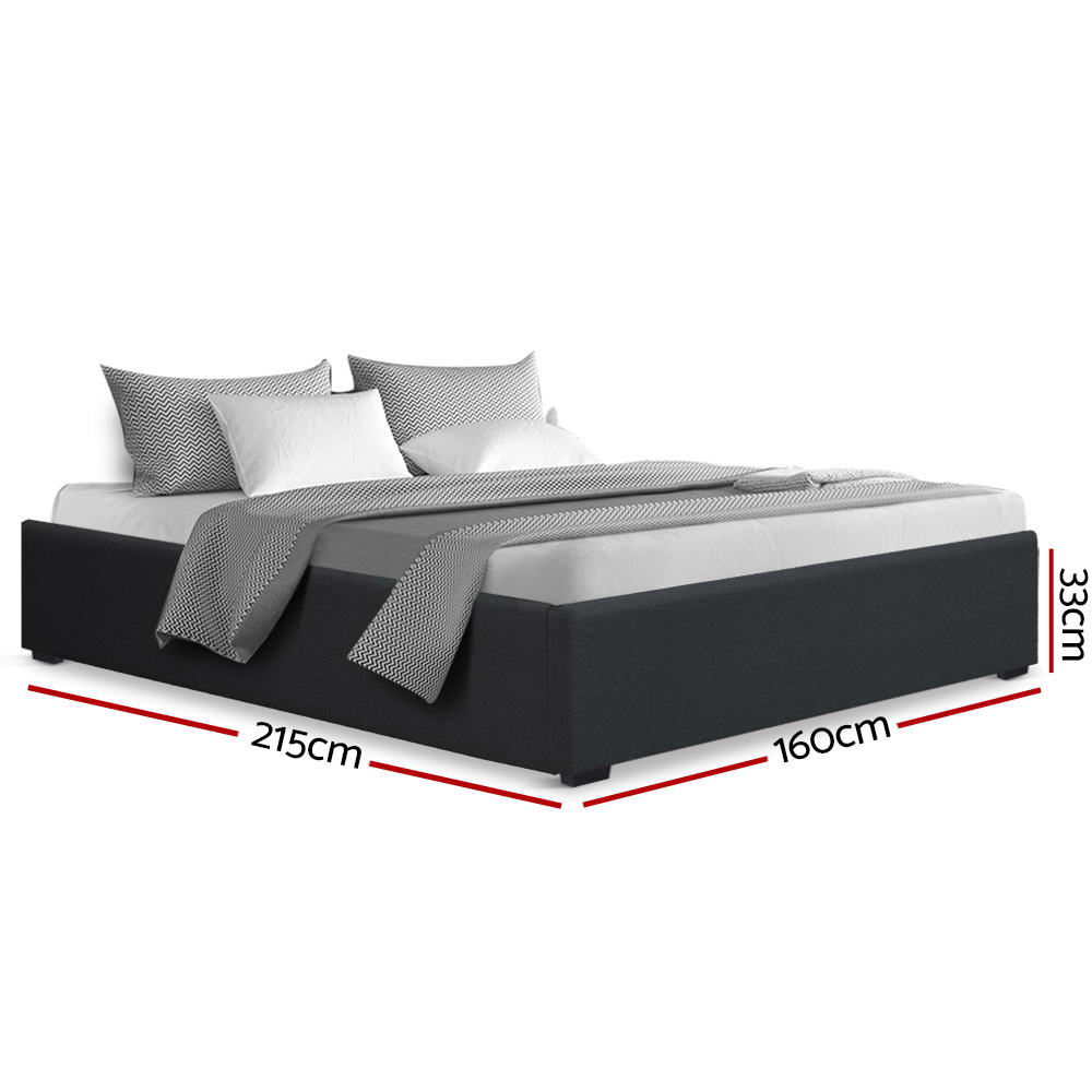 Artiss TOKI Queen Size Gas Lift Bed Frame - Charcoal