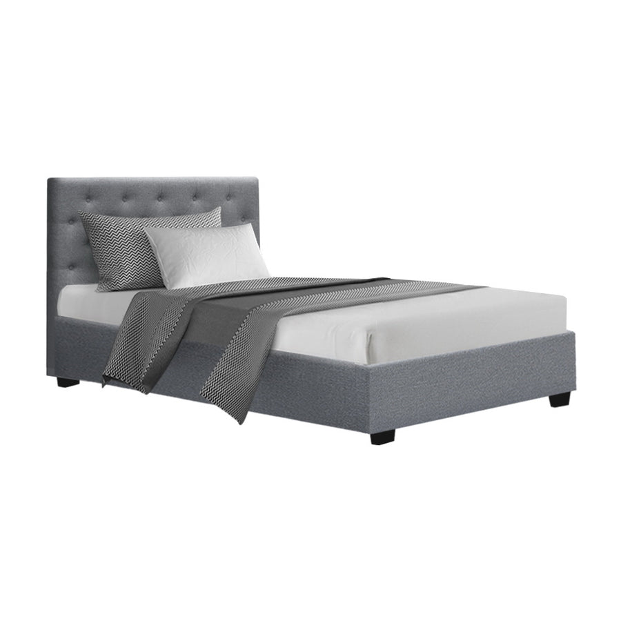 Artiss Vila King Single Bed Frame - Gas Lift Storage - Grey