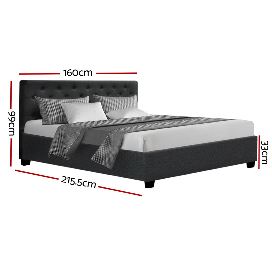 Artiss Vila Queen Bed Frame Gas Lift - Charcoal