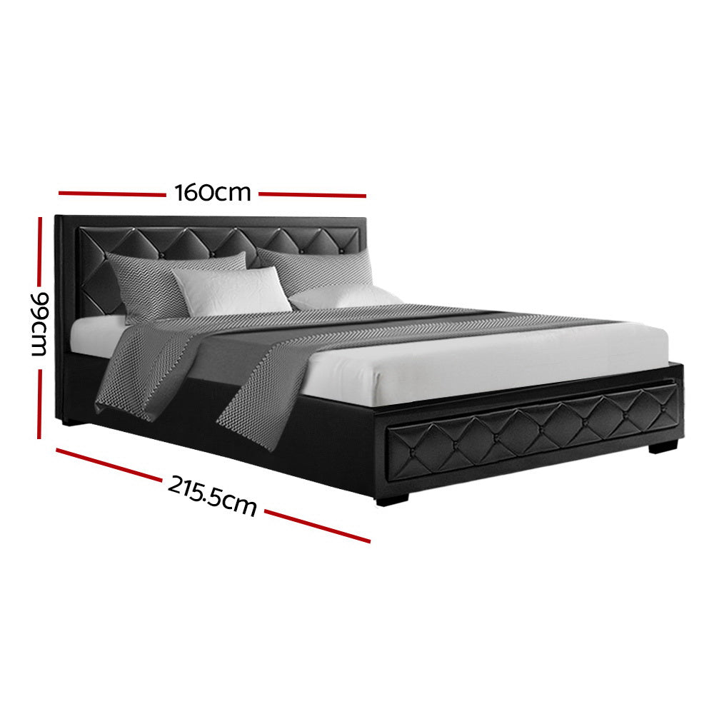 Artiss Tiyo Queen Bed Frame Gas Lift - Black