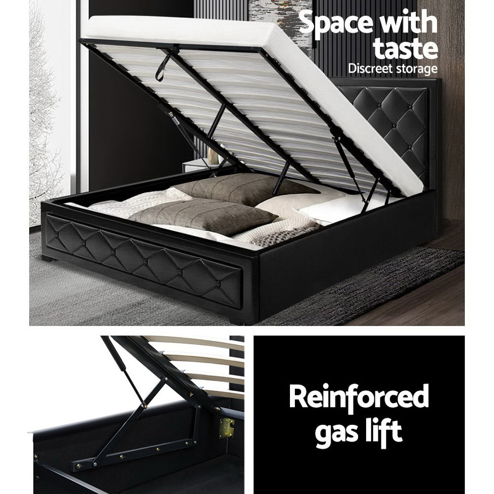 Artiss Tiyo Queen Bed Frame Gas Lift - Black