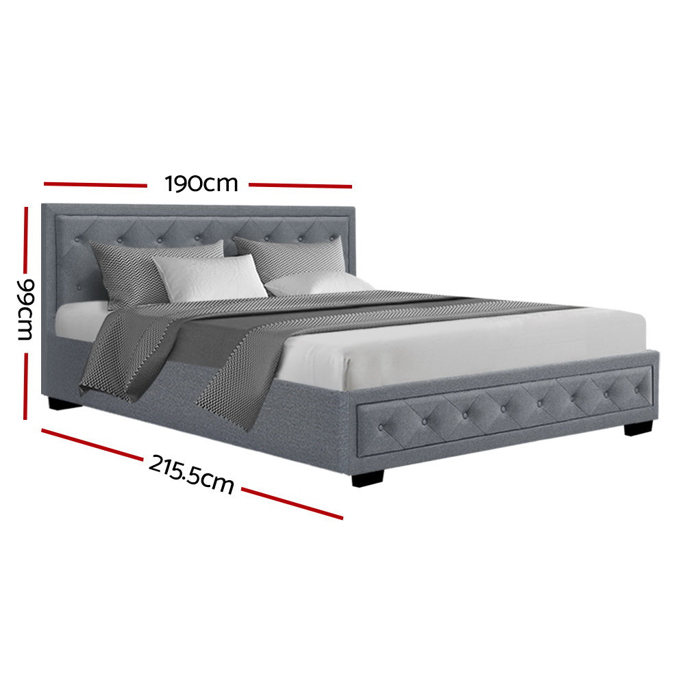 Artiss Tiyo King Bed Frame -  Gas Lift Storage - Grey