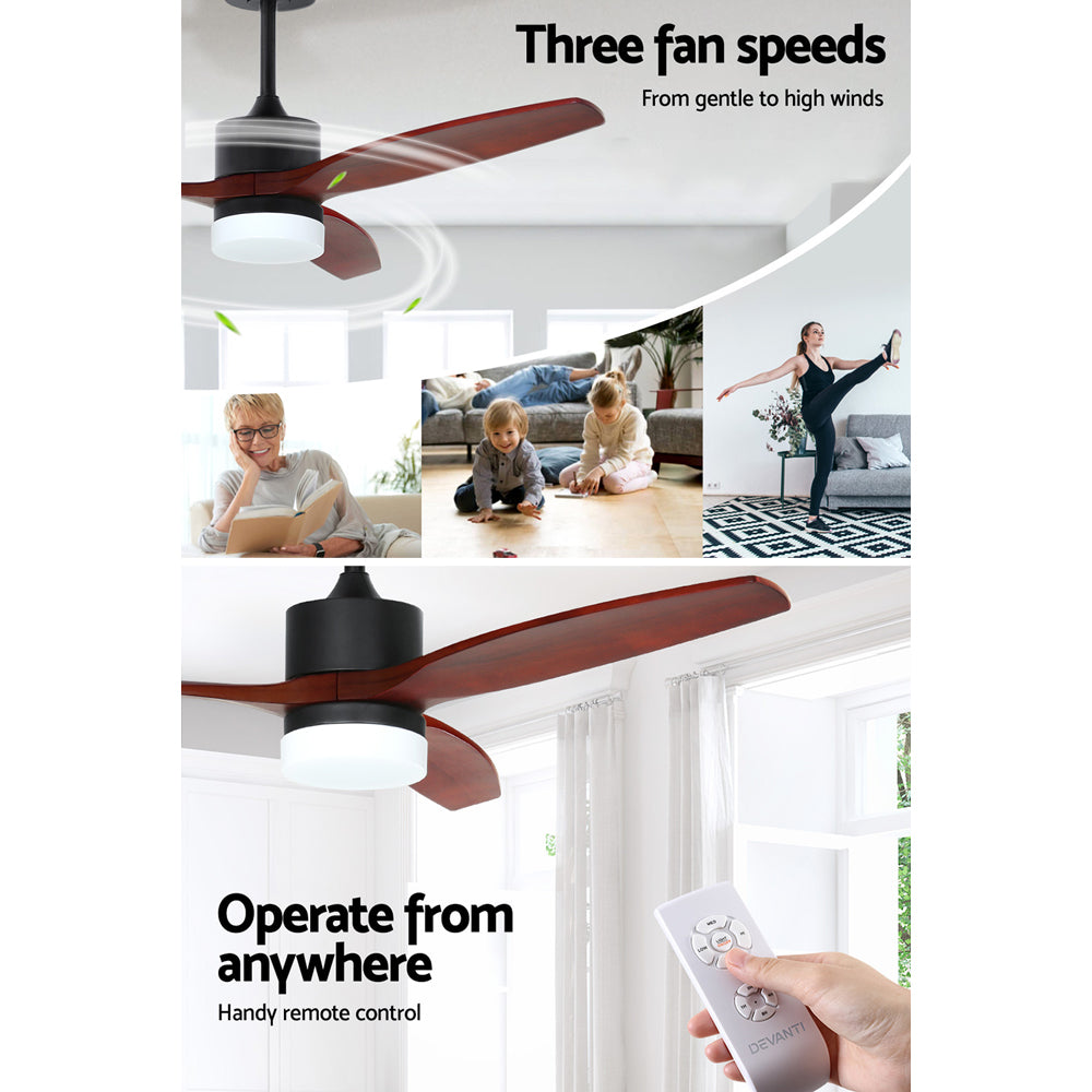 Devanti 52'' Dark Wood 3 Blade Ceiling Fan