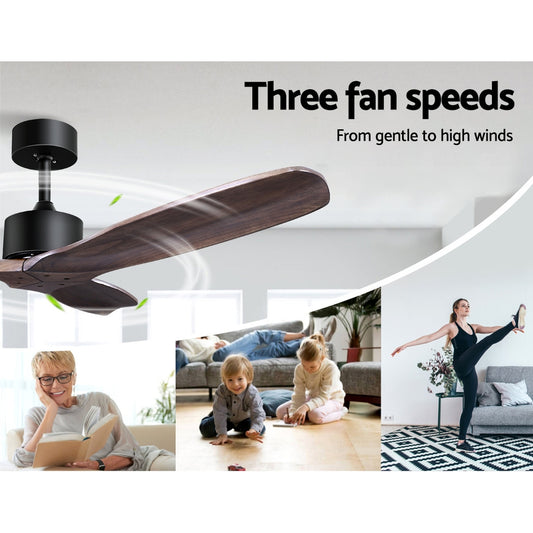 Devanti 52" Wooden Blade Ceiling Fan - Remote Control, Energy Efficient