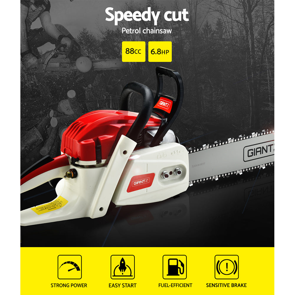 Giantz 88cc Chainsaw E-Start 24" Bar