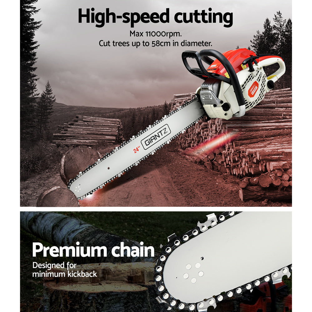 Giantz 88cc Chainsaw E-Start 24" Bar