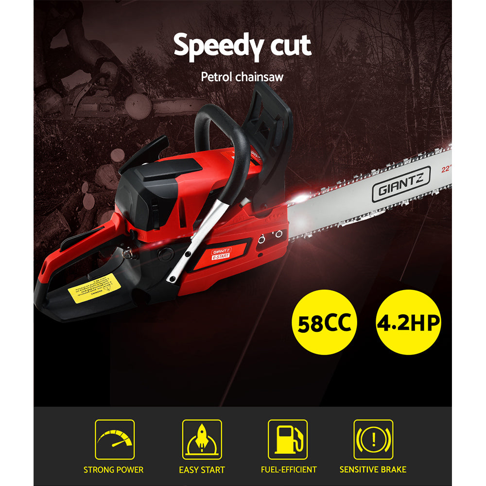 Giantz Chainsaw 58cc E-Start 22''