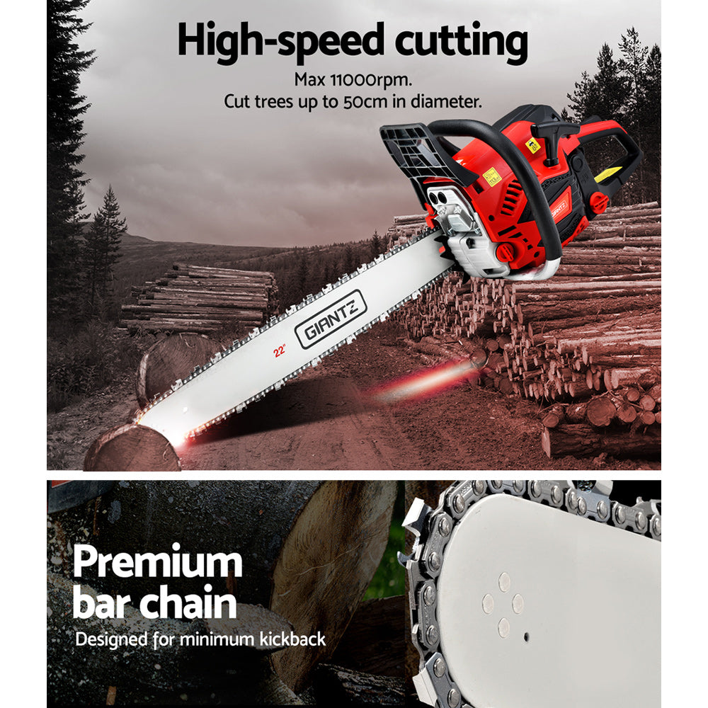 Giantz Chainsaw 58cc E-Start 22''