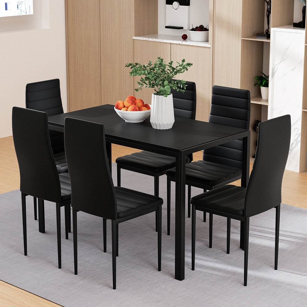 Artiss 7 Piece Dining Suite Black