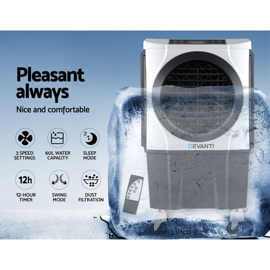 Devanti 4-Function Evaporative Cooler - 60L for Large Rooms