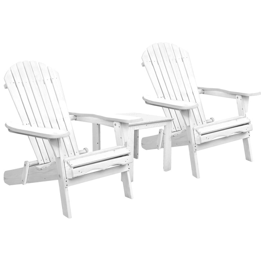 Gardeon 3 Pc Chair and Table Set White