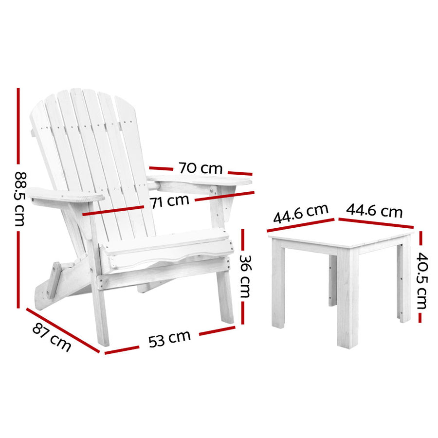 Gardeon 3 Pc Chair and Table Set White