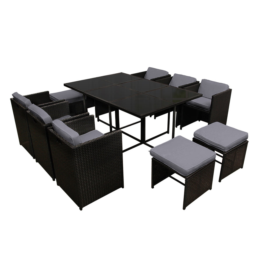 Gardeon 11 Piece Dining Setting Black