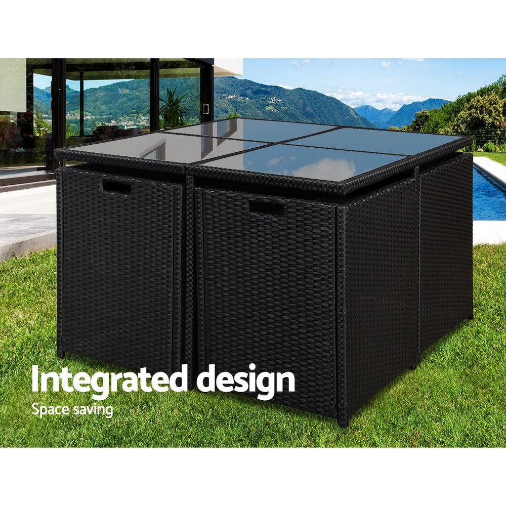 Gardeon 5 Piece Outdoor Dining Setting Black