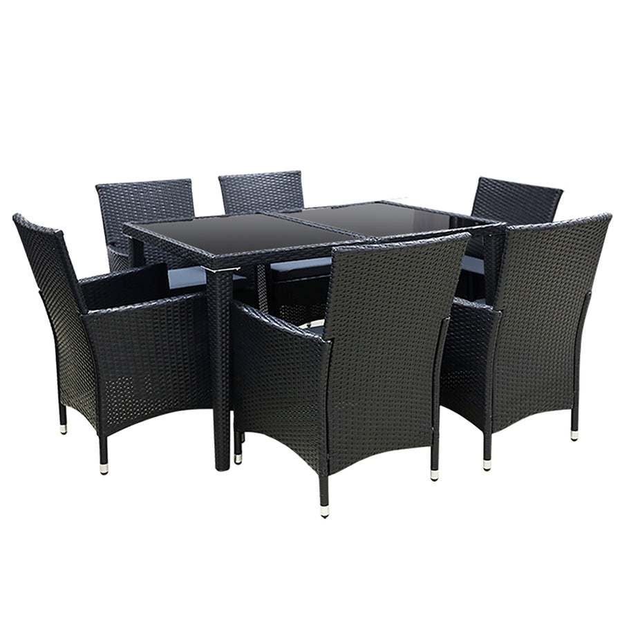 Gardeon 7 Piece Dining Setting Black