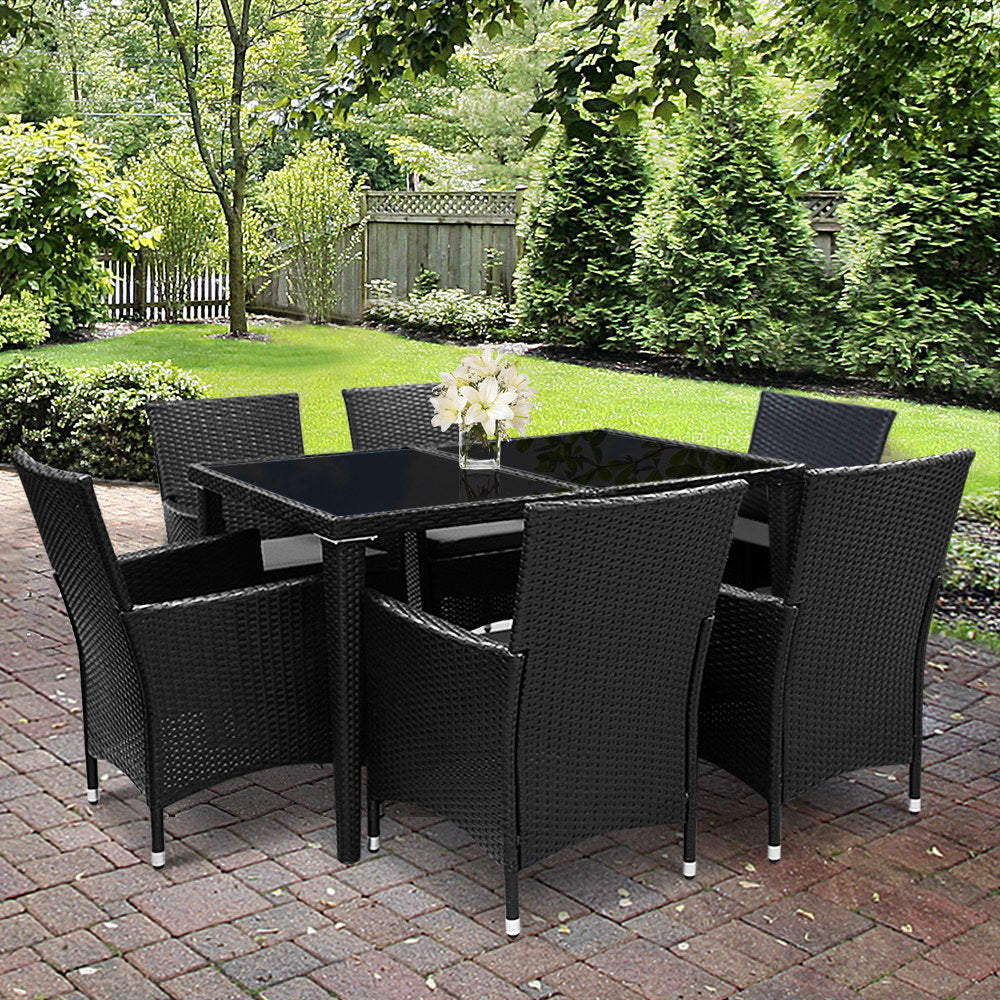 Gardeon 7 Piece Dining Setting Black