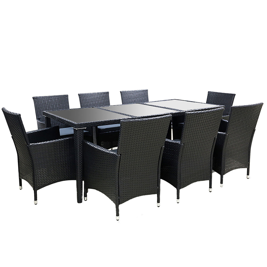 Gardeon 9 Piece Dining Setting Black