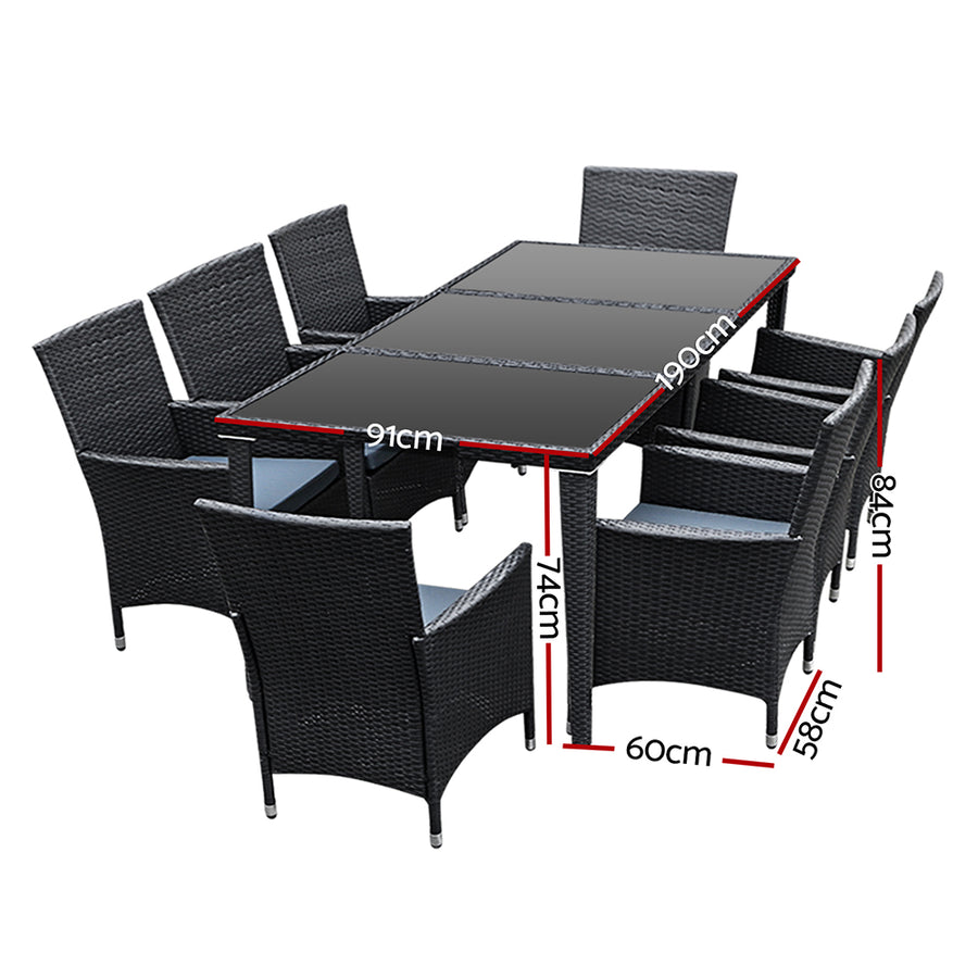 Gardeon 9 Piece Dining Setting Black