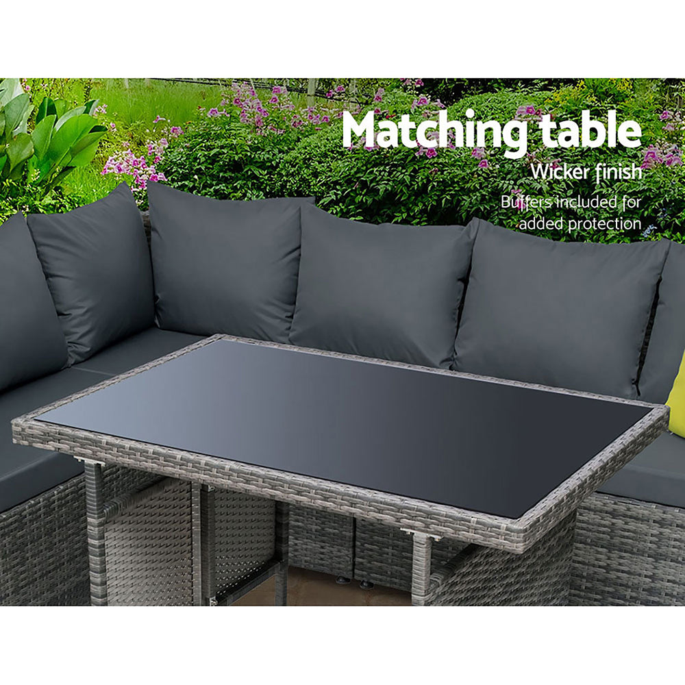 Gardeon 8 Seater Dining Setting mixed Grey