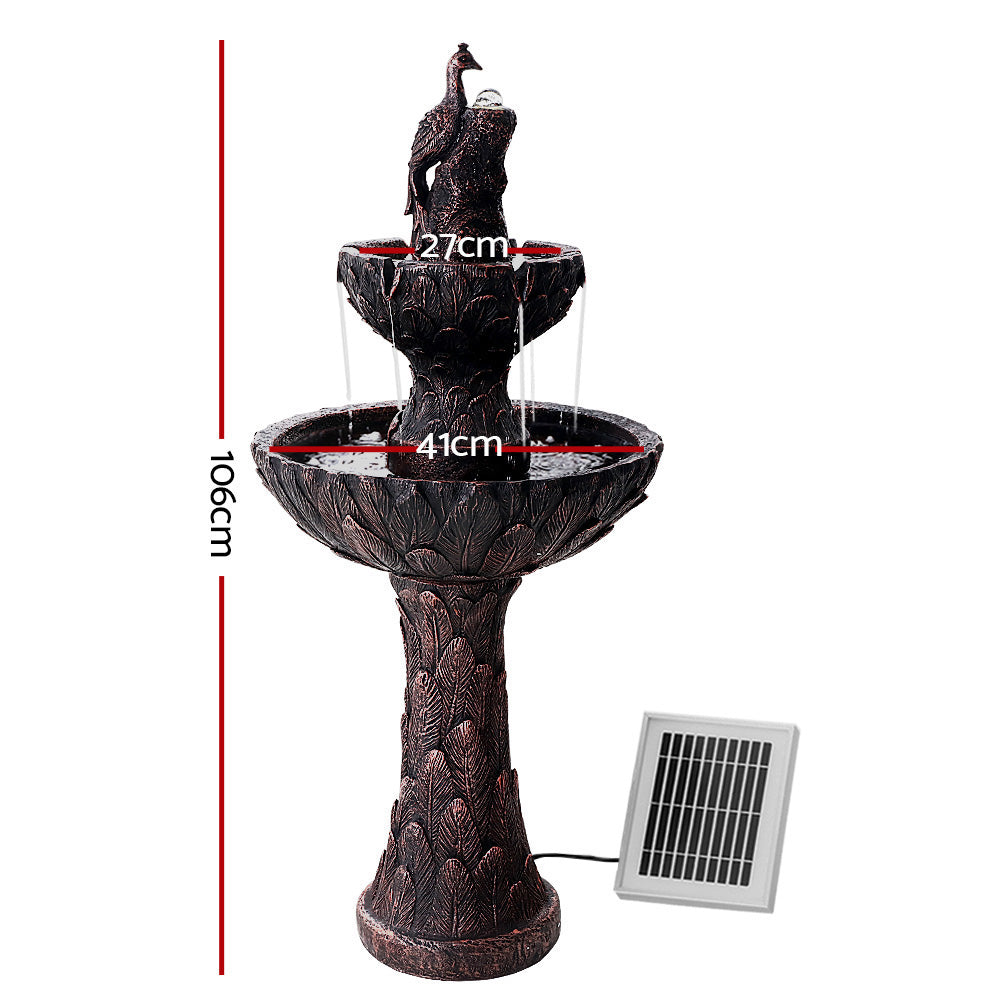 Gardeon Peacock Fountain Bird Bath